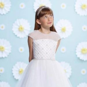 White satin ruched gown